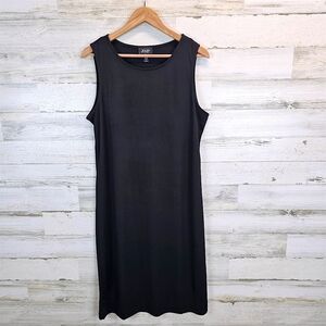 JSP Black Sleeveless Midi Dress Size 14 Stretch Tank Sheath Minimalist Classic